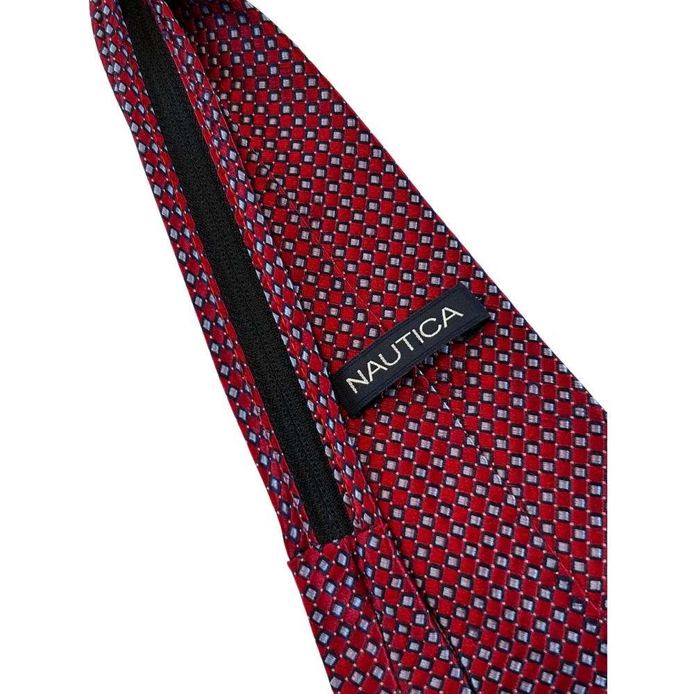 Nautica Boys 14 inch Zipper Tie Red Blue Geometric Pattern Easy Wear Young Mens